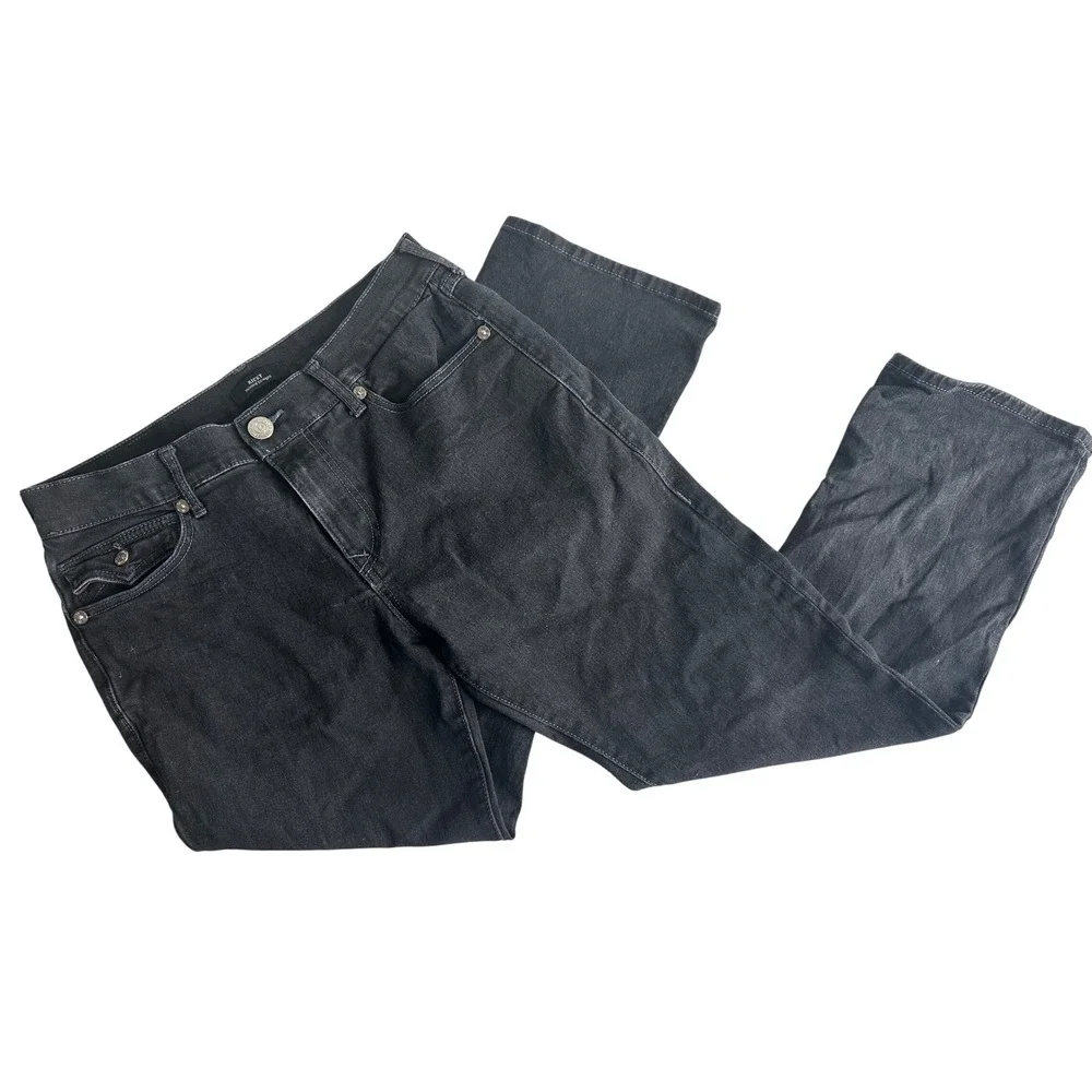 True Religion Ricky Relaxed Straight Leg Black Jeans Mens 32x26 Stretch Denim